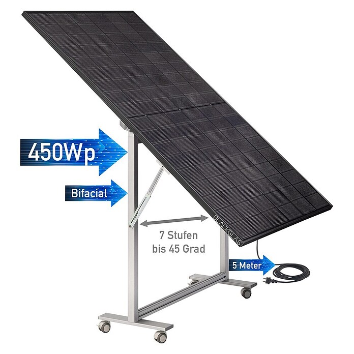 Blackglas Solar-Tischkraftwerk Geo Grace Pro (450 W, L x B x H: 180 x 120 x 180 cm, Mit Rollen) | BAUHAUS