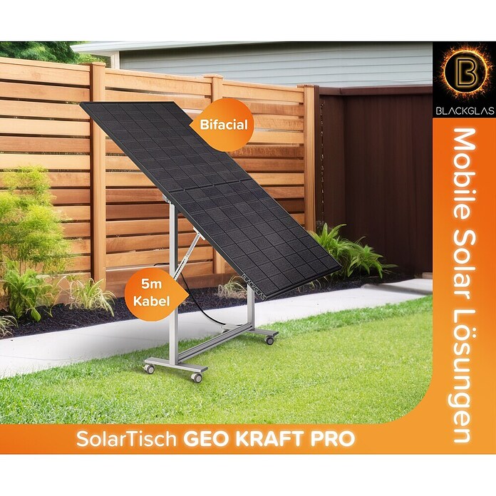 Blackglas Solar-Tischkraftwerk Geo Grace Pro (450 W, L x B x H: 180 x 120 x 180 cm, Mit Rollen) | BAUHAUS