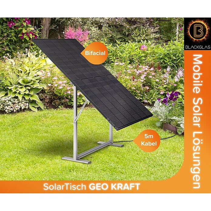 Blackglas Solar-Tischkraftwerk Geo Grace Pro (450 W, L x B x H: 180 x 120 x 180 cm, Mit Rollen) | BAUHAUS