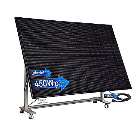 Blackglas Solar-Tischkraftwerk Geo Kraft Pro (450 W, L x B x H: 180 x 120 x 172,2 cm, Mit Rollen)