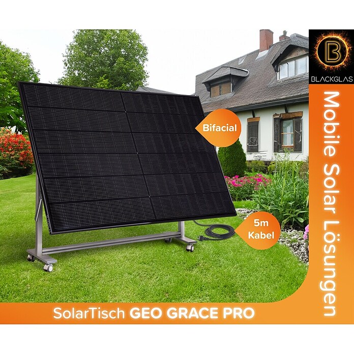 Blackglas Solar-Tischkraftwerk Geo Kraft Pro (450 W, L x B x H: 180 x 120 x 172,2 cm, Mit Rollen) | BAUHAUS