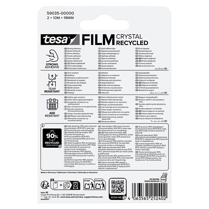 Tesa Film Klebefilm Crystal Recycled (2 Stk.) | BAUHAUS