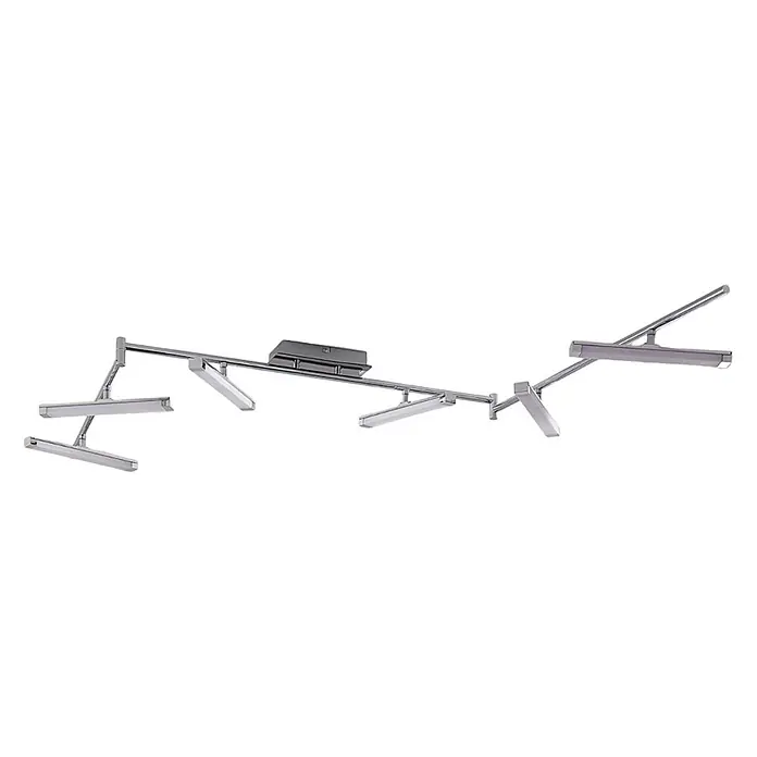 Lindby Deckenleuchte Pilou - chrom / silber - Chromfarbenes Mehrfach-Schienensystem mit verstellbaren linearen LED-Leuchten, ideal für die Beleuchtung von Kunst oder Displays.