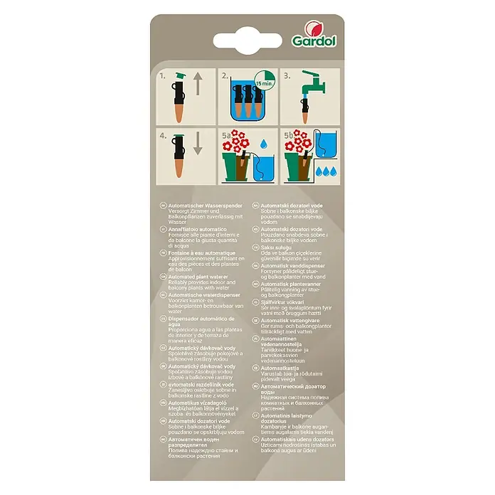 Gardol Wasserspender - 3 Stk. - Gardol automatischer Pflanzenbewässerer: Keramikkegel, Kunststoffaufsatz, für Zimmer- und Balkonpflanzen. Anleitung dabei.