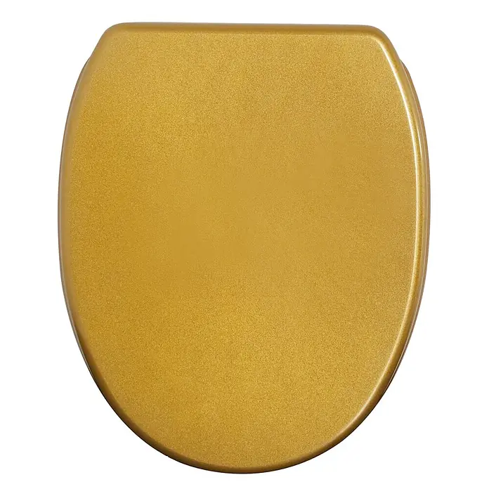 SANILO WC-Sitz Glitzer Gold mit Schnellverschluss - MDF, Goldfarben, Mit Absenkautomatik - Goldener strukturierter Toilettensitz.