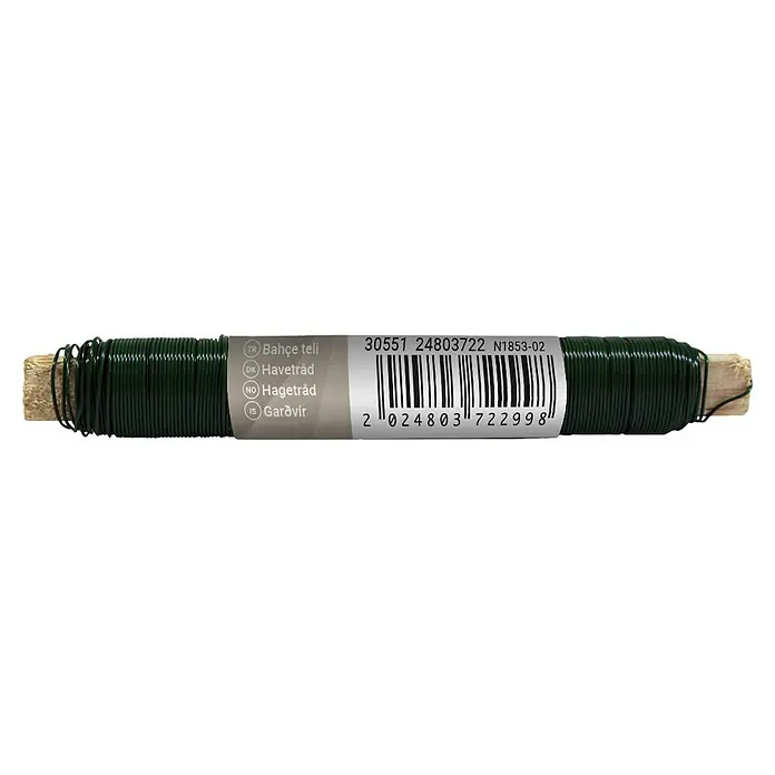 Gardol Gartendraht - Grün, Plastifiziert, 40 m, 0,65 mm - Grüner Gartendraht auf einer kleinen Holzspule.