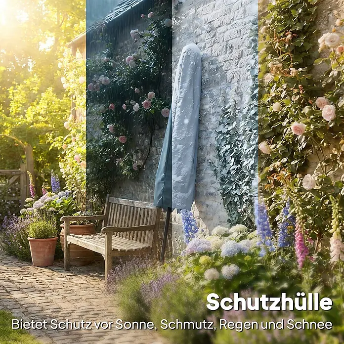 Outsunny Marktschirm rund - Grau, Durchmesser Bespannung: 295 cm - Graue Wetterschutzhülle für Sonnenschirme, schützt diese im Garten vor Sonne, Schmutz, Regen und Schnee.