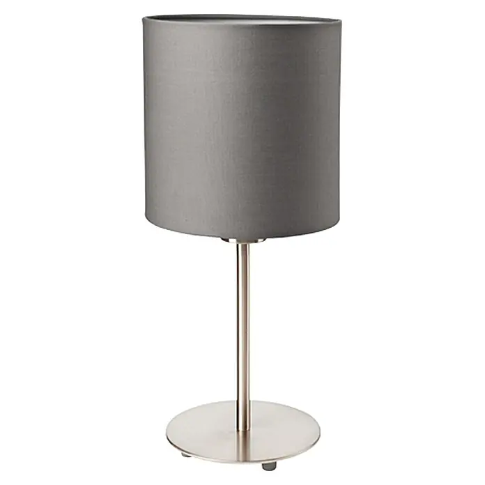 Eglo Pasteri Tischleuchte rund - 60 W, Ø x H: 180 mm x 40 cm, Nickel matt, Grau matt, E27 - Elegante graue Tischleuchte mit zylindrischem Lampenschirm und Metallsockel, perfekt für modernes Ambiente und stimmungsvolle Beleuchtung.