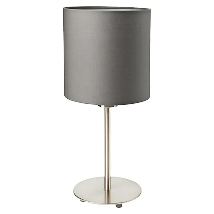 Eglo Pasteri Tischleuchte rund - 60 W, Ø x H: 180 mm x 40 cm, Nickel matt, Grau matt, E27 - Elegante graue Tischleuchte mit zylindrischem Lampenschirm und Metallsockel, perfekt für modernes Ambiente und stimmungsvolle Beleuchtung.