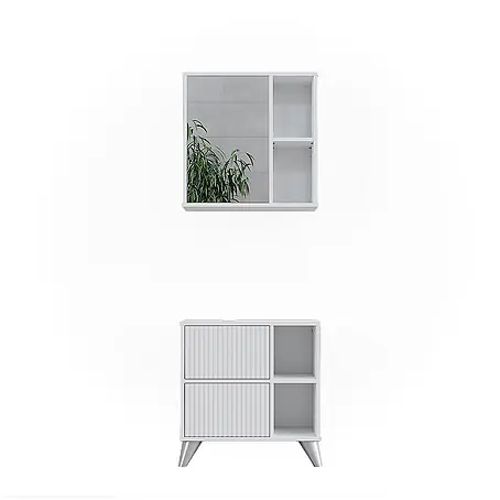Vicco  Badmöbel-Set Leano Weiß 2 Teile