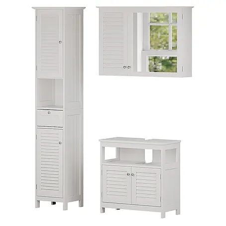 Vicco  Badmöbel-Set Riad Weiß 3 Teile, Option 2