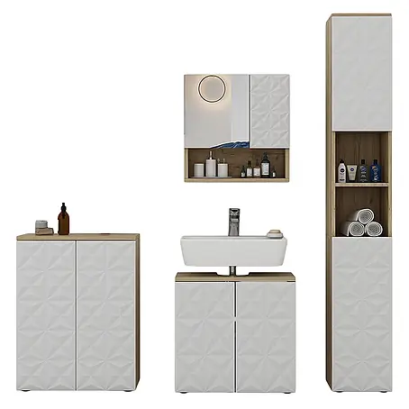 Vicco  Badmöbel-Set Edge Weiß 4 Teile