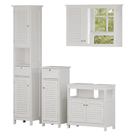 Vicco  Badmöbel-Set Riad Weiß 4 Teile, Option 1