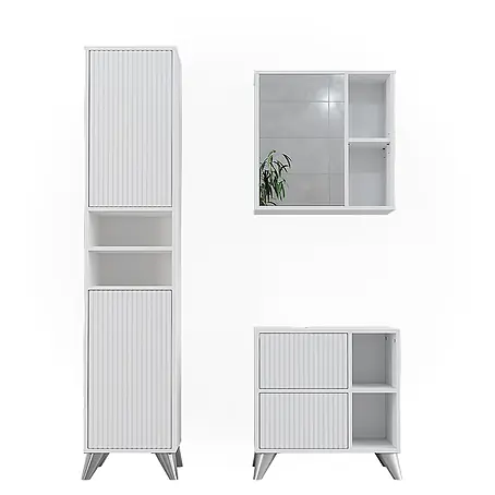 Vicco  Badmöbel-Set Leano Weiß 3 Teile