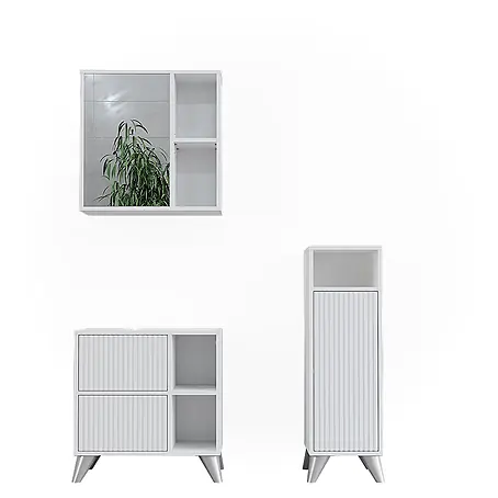 Vicco  Badmöbel-Set Leano Weiß 3 Teile