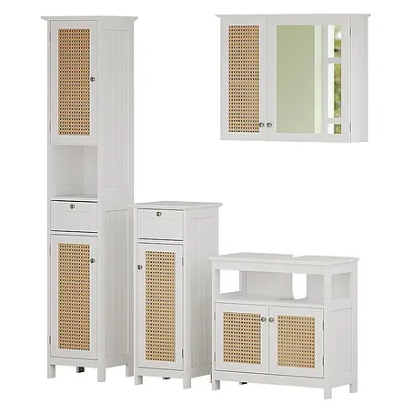 Vicco  Badmöbel-Set Rosario Weiß 4 Teile, mit Hochschrank