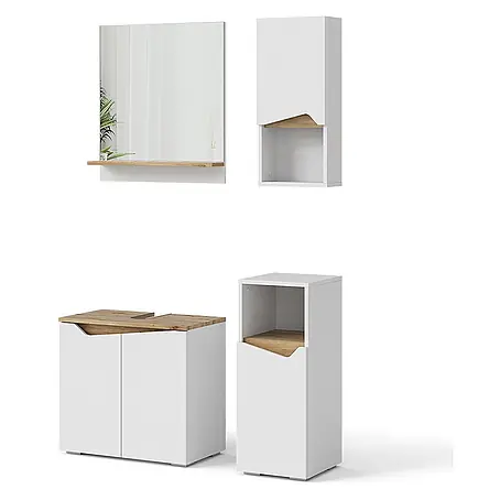 Vicco  Badmöbel-Set Marelle Weiß 4 Teile