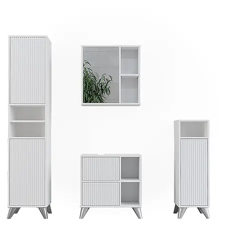 Vicco  Badmöbel-Set Leano Weiß 4-teiliges Set