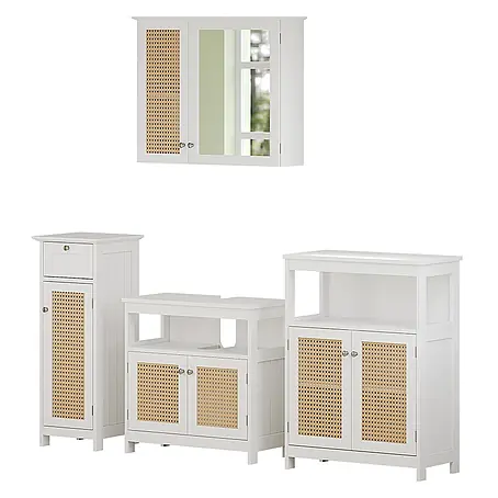 Vicco  Badmöbel-Set Rosario Weiß 4 Teile, mit Midischrank