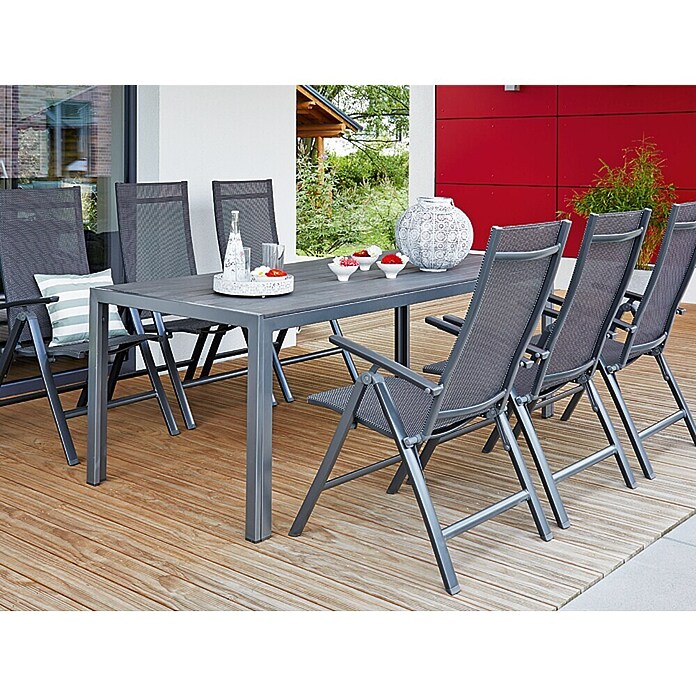 Sunfun Maja Set de muebles de jardín (7 pzs., Aluminio/Fairstone, Antracita) | BAUHAUS