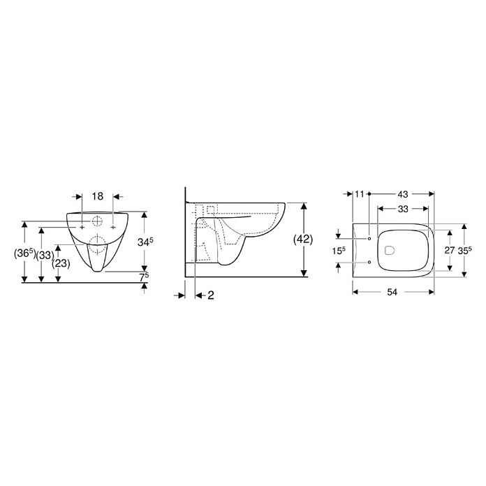 Geberit Renova Nr. 1 Plan Spülrandloses Wand-WC-Set (Mit WC-Sitz, Tiefspüler, Weiß)