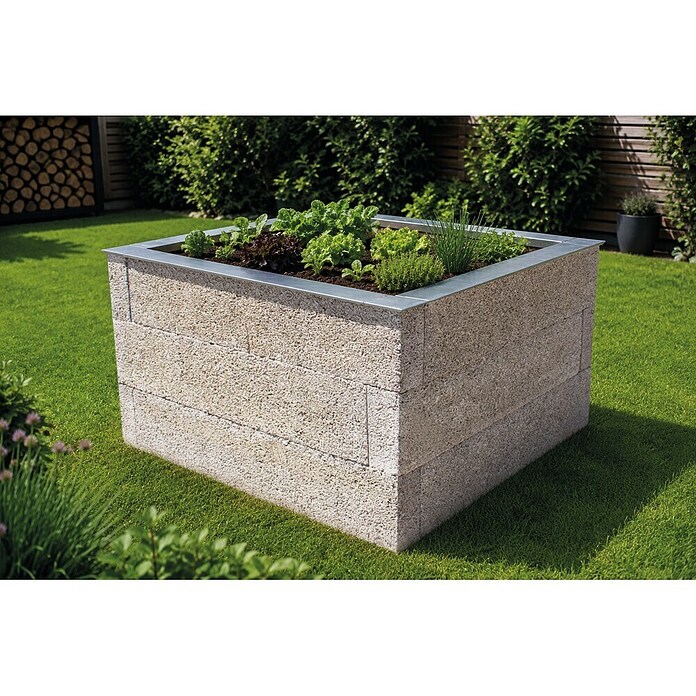 Hochbeet - Holzbeton - Premium (L x B x H: 115 x 115 x 75 cm, Holz, Grau/Braun) | BAUHAUS