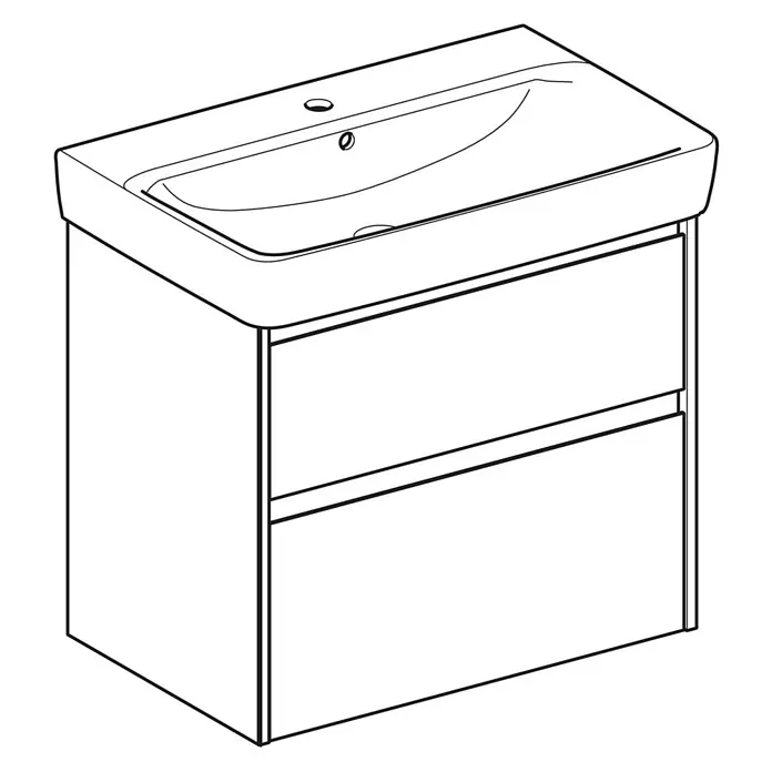 Geberit Renova Plan Badmöbel-Set - Gesamtbreite Badmöbel: 75 cm, Lava, Seidenmatt, Inkl. Aufsatzwaschbecken - Moderner Badunterschrank mit integriertem Waschbecken und zwei Schubladen.