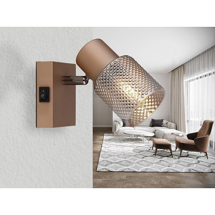 Globo Wandstrahler Satella (40 W, Kaffee/Rauch/Schwarz-Chrom, E14, B x H: 70 x 120 mm) | BAUHAUS