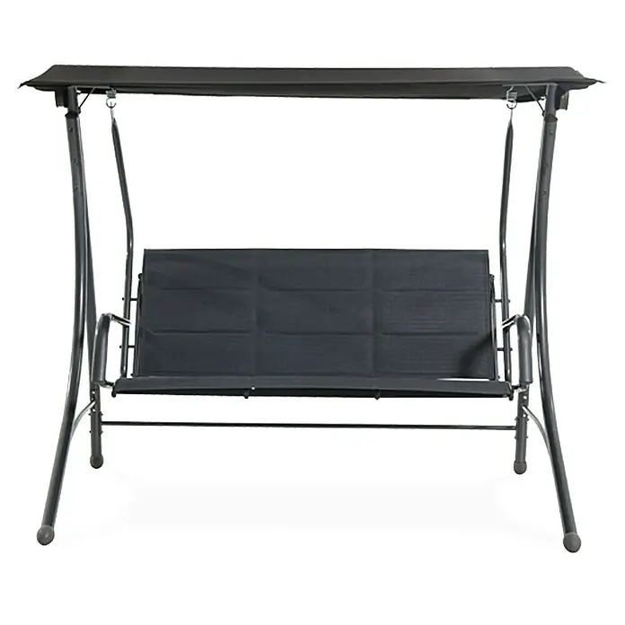 Sunfun Maja Hollywoodschaukel Padded - L x B x H: 186 x 123 x 167 cm, Stahl, Anthrazit - Schwarze Gartenschaukel mit Metallrahmen und Stoffbezug für entspannte Stunden im Freien. Ideal zum Entspannen im Garten.