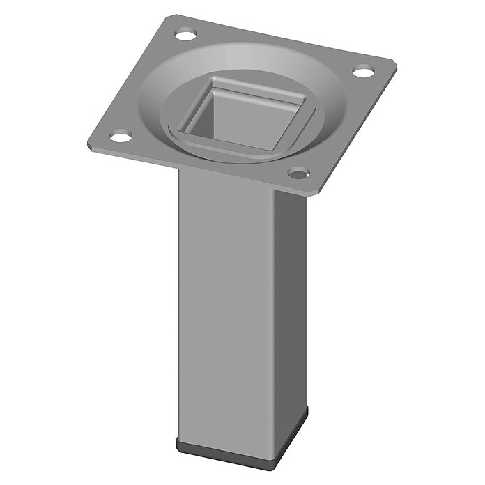 Element System Vierkant-Stahlrohrfuß (25 x 25 x 200 mm, Traglast: 30 kg, Farbe: Weiß/Aluminium)