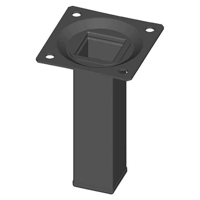 Element System Vierkant-Stahlrohrfuß (25 x 25 x 200 mm, Traglast: 30 kg, Farbe: Schwarz)