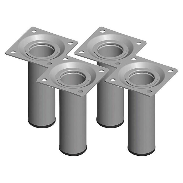 Element System Möbelfuß-Set Burgund (Ø x L: 30 x 700 mm, Farbe: Weiß/Aluminium, Traglast: 50 kg, 4 Stk.)