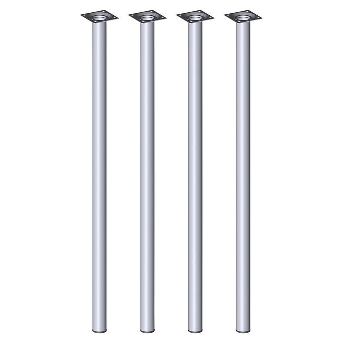 Element System Möbelfuß-Set Burgund (Ø x L: 30 x 700 mm, Farbe: Chrom, Traglast: 50 kg, 4 Stk.)