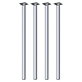 Element System Möbelfuß-Set Burgund (Ø x H: 3 x 70 cm, Traglast: 50 kg, Stahl, Chrom, 4 Stk.)
