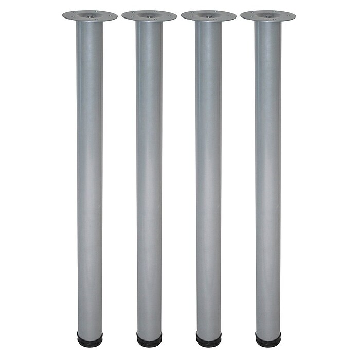 Element System Möbelfuß-Set Toskana (Ø x L: 60 x 700 mm, Weiß/Aluminium, Traglast: 75 kg, 4 Stk.)