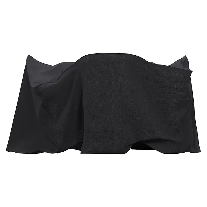 Sunfun Sitzgruppen-Schutzhülle S - L x B x H: 170 x 140 x 85 cm, Polyester, 160 g/m², Schwarz/Anthrazit - Dunkelgrauer, texturierter Stoff bedeckt ein Objekt mit sanften Falten.