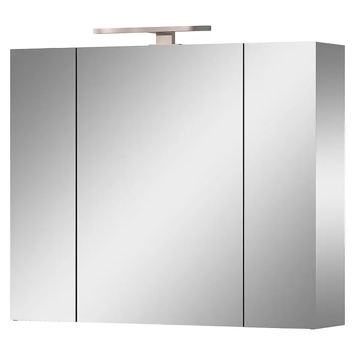 Germania Spiegelschrank - B x H: 80 x 71 cm, Graphit - Verspiegelter Badezimmerschrank mit Spiegelfront und integrierter, horizontaler silberner Beleuchtung.