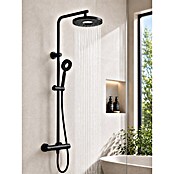 Rousseau Sistema de ducha Hoop (Con grifo termostático, Distancia entre orificios: 15 cm, Número de tipos de chorro: 1 ud., Negro) | BAUHAUS