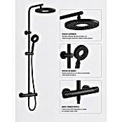 Rousseau Sistema de ducha Hoop (Con grifo termostático, Distancia entre orificios: 15 cm, Número de tipos de chorro: 1 ud., Negro) | BAUHAUS