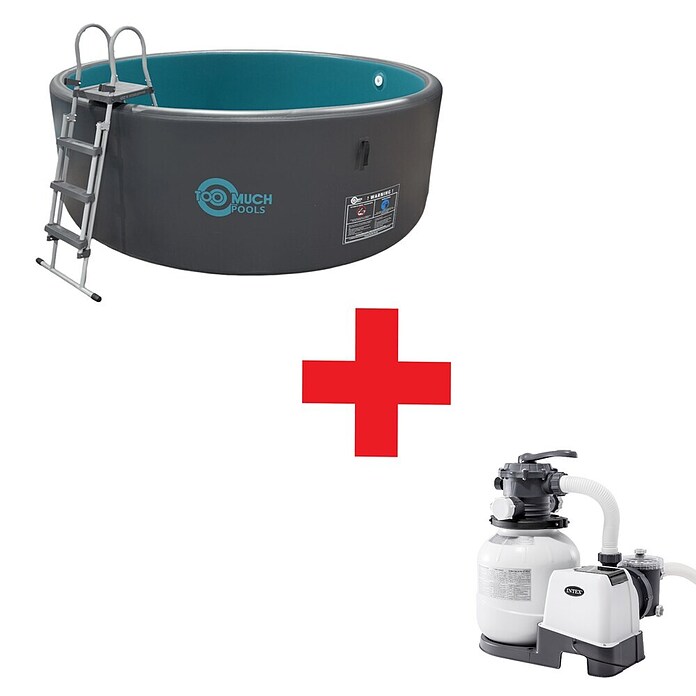 Napihljiv bazen s peščenim filtrom  (Ø x V: 480 x 120 cm, Siva/modra, 16.000 l, Zmogljivost filtra: 6.000 l/h) | 8322 - Pool selbstaufstellend | ICIA - Pools | ICI - Pools & Zubehör | IC - Freizeit im Garten | I - Stadtgarten | BAUHAUS