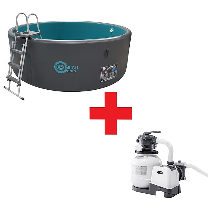 Napihljiv bazen s peščenim filtrom  (Ø x V: 370 x 120 cm, Siva/modra, 9.000 l, Zmogljivost filtra: 4.000 l/h) | 8322 - Pool selbstaufstellend | ICIA - Pools | ICI - Pools & Zubehör | IC - Freizeit im Garten | I - Stadtgarten | BAUHAUS