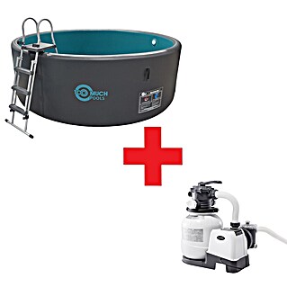 Napihljiv bazen s peščenim filtrom (Ø x V: 370 x 120 cm, Siva/modra, 9.000 l, Zmogljivost filtra: 4.000 l/h)