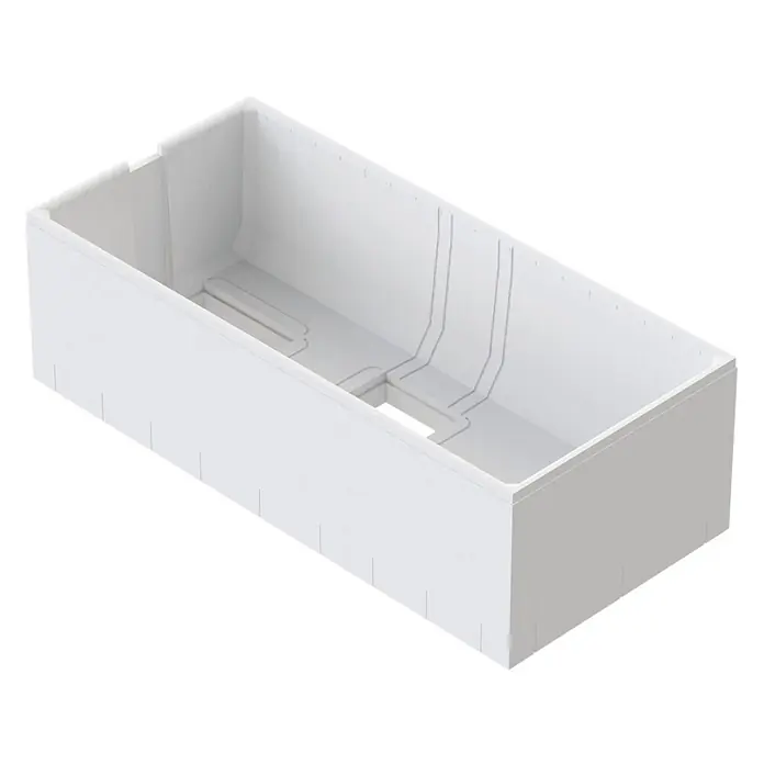 Interpromo Badewanne Balos Komplettset inkl. Wannenträger 170 x 75 x 64 - 170 x 75 cm, Acryl, Weiß - Weißer rechteckiger Ordnungskasten mit internen Kanälen und Aussparung.
