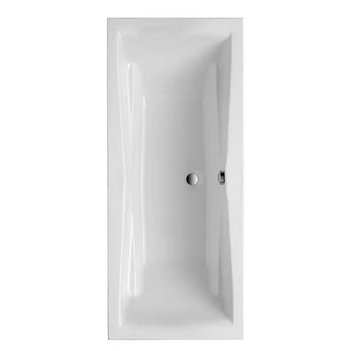 Interpromo Badewanne Idro - Acryl, Weiß - Weiße rechteckige Badewanne mit zentralem Abfluss und Überlauf, mit ergonomischen Rückenlehnen.