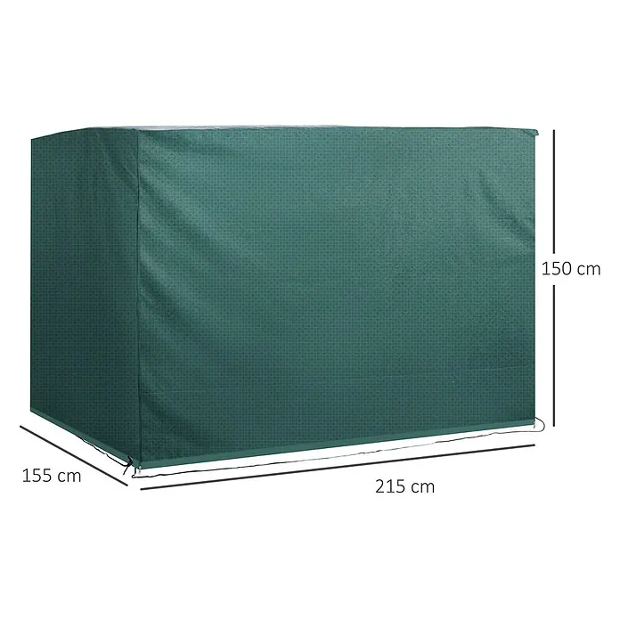 Outsunny Hollywoodschaukel-Schutzhülle - Polyethylen, 100 g/m², Grün - Dunkelgrüne Ripstop-Schutzhülle für Gartenmöbel, 215x155x150 cm.