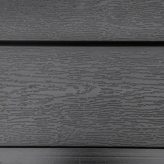 Outsunny Balkontisch für 4 Personen - L x B x H: 78 x 78 x 74 cm, Aluminium, Kunststoff, Quadratisch, Schwarz - Dunkelgraue, strukturierte Diele mit Holzmaserung, geeignet für Fassadenverkleidung oder Terrassen.