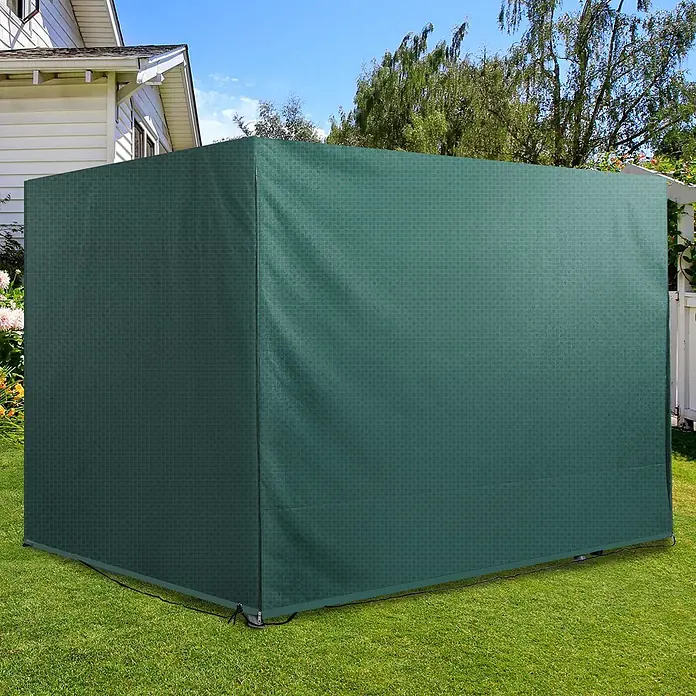 Outsunny Hollywoodschaukel-Schutzhülle - Polyethylen, 100 g/m², Grün - Dunkelgrüne karierte Outdoor-Abdeckung im Garten, schützt einen Gegenstand.
