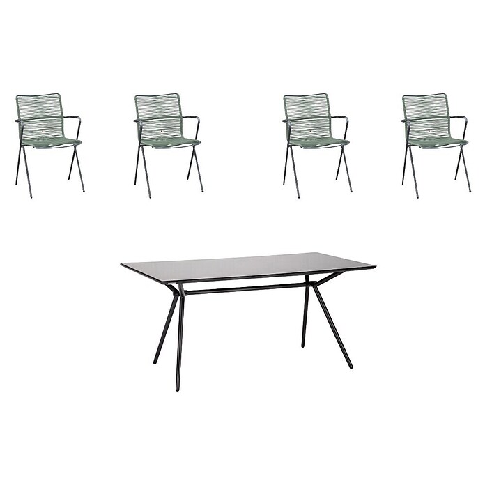 Acamp Gartenmöbel-Set Alpha (5 -tlg., Aluminium, Glas, Anthrazit/Olive) | BAUHAUS