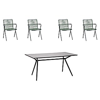 Acamp Gartenmöbel-Set Alpha (5 -tlg., Aluminium, Glas, Anthrazit/Olive)