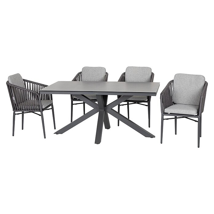 Acamp Gartenmöbel-Set Queens & Manhattan (5 -tlg., Glaskeramik, Aluminium, Anthrazit) | BAUHAUS